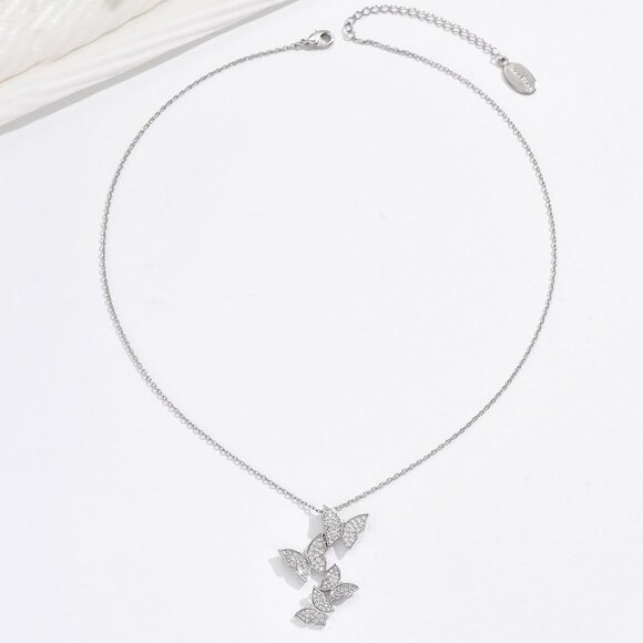 Elegant Butterfly Earring, Necklace, and Bracelet Set - Cubic Zirconia Sparkle - Picture 7 of 7